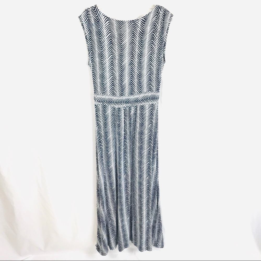 Talbots sleeveless maxi dress navy white v-neck - Picture 7 of 7